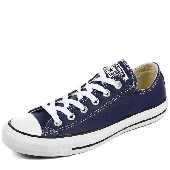 Converse Men's Leather Low Top, Victoria Blue - Picture 1 of 8